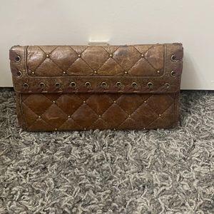 Betsy Johnson brown leather wallet with gold accents